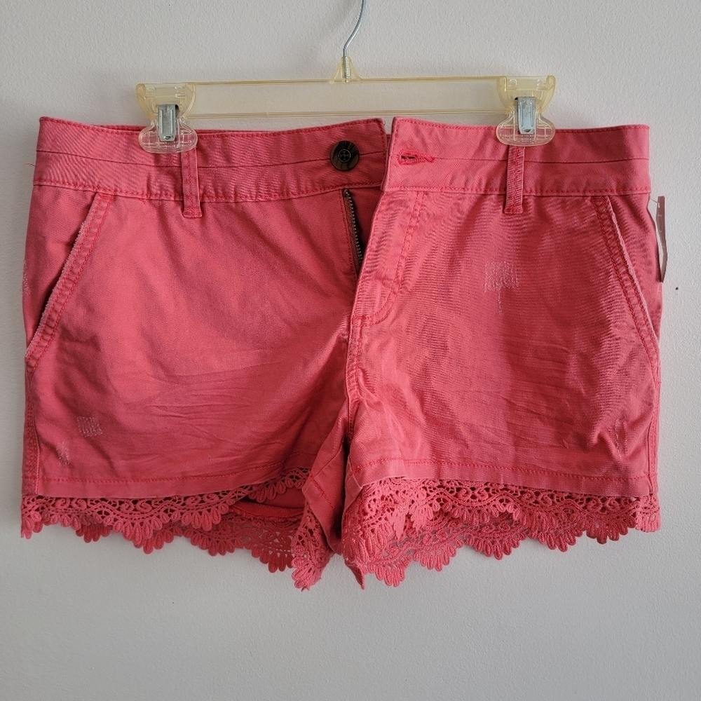 Maurices Stretch Cotton Lace Trim Preppy Shorts 9/10